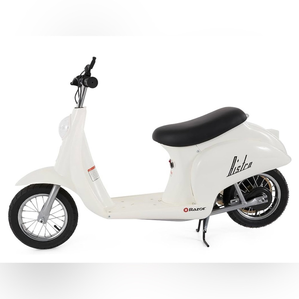 Razor Pocket Mod Miniature Euro 24V Electric Kids Ride On Retro Scooter, White